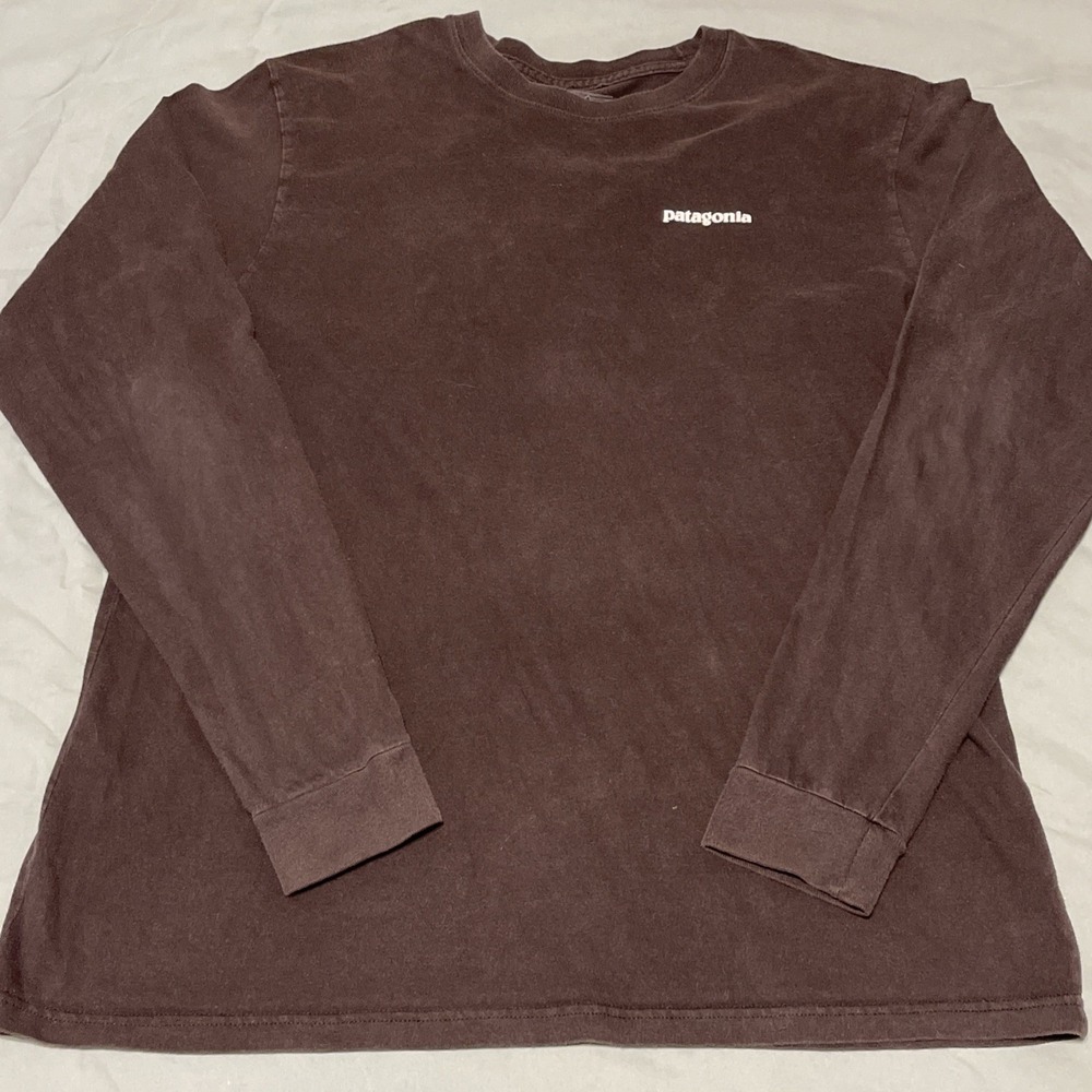 Patagonia P-6 Logo Long Sleeve T Shirt Men's Large Organic Cotton Black